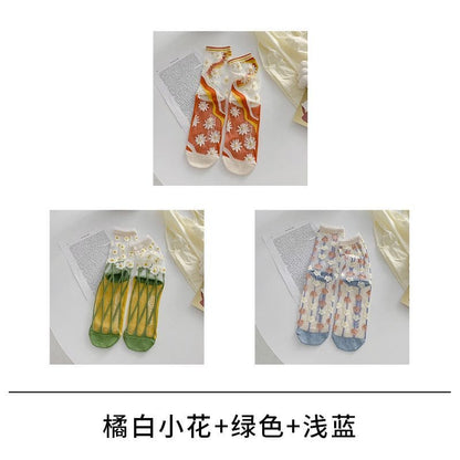 Set of 3: Floral Mesh Socks