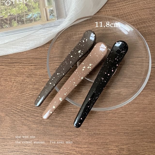 Set of 3: Hair Clip - Spots - Coffee / 11.8cm