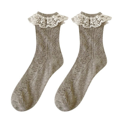 Set of 3: Lace Trim Crew Socks