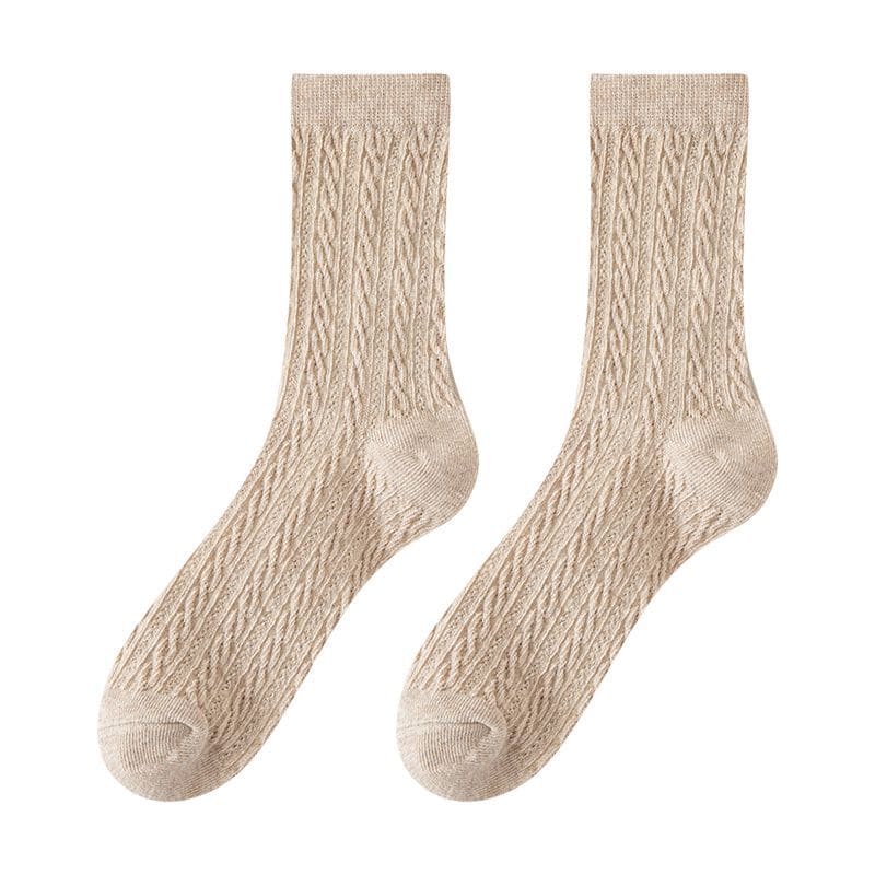 Set of 3 Pairs: Cable Knit Mid