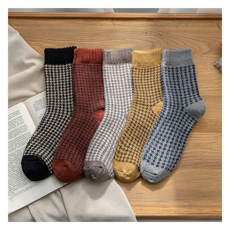 Set of 3 Pairs: Houndstooth Socks