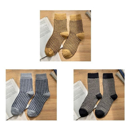 Set of 3 Pairs: Houndstooth Socks - Set of 3 Pairs