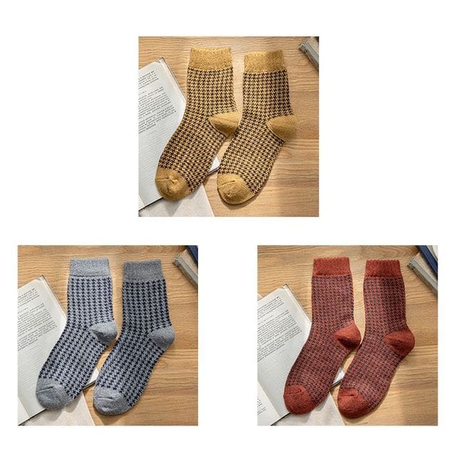 Set of 3 Pairs: Houndstooth Socks - Set of 3 Pairs