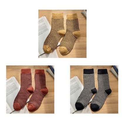 Set of 3 Pairs: Houndstooth Socks - Set of 3 Pairs