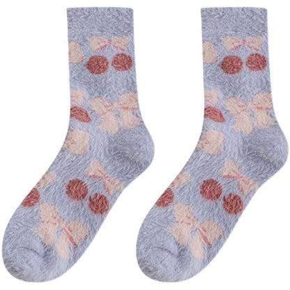 Set Of 3 Pairs: Patterned Fluffy Socks