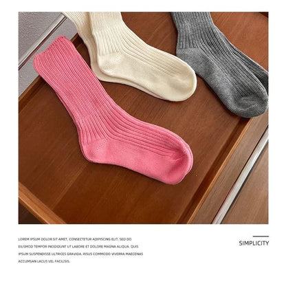 Set of 3 Pairs: Plain Ribbed Short Socks