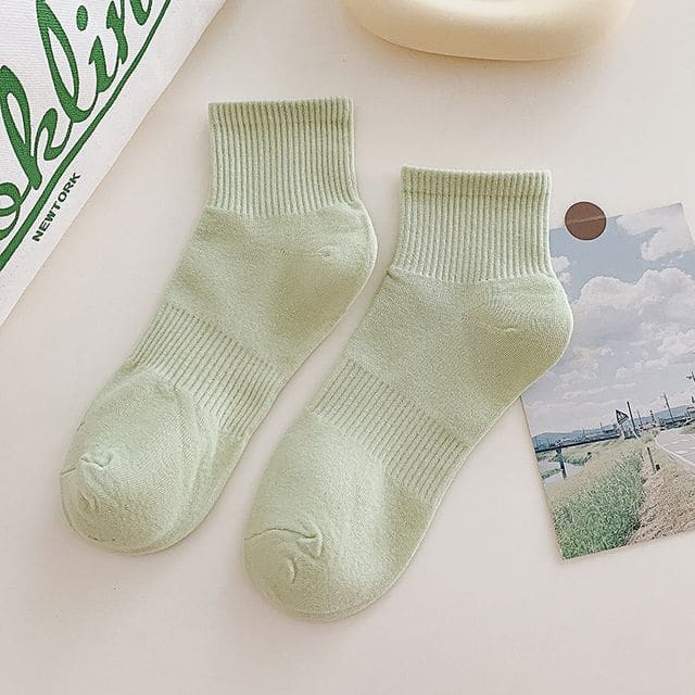 Set of 3 Pairs: Plain Ribbed Socks - 3 Pairs - Light Green