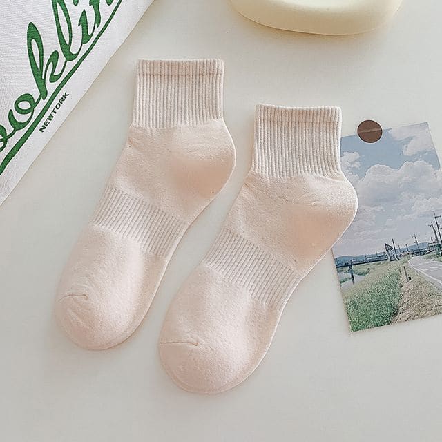 Set of 3 Pairs: Plain Ribbed Socks - 3 Pairs - Light Pink