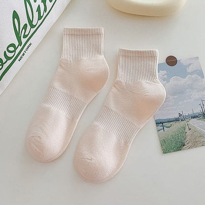 Set of 3 Pairs: Plain Ribbed Socks - 3 Pairs - Light Pink