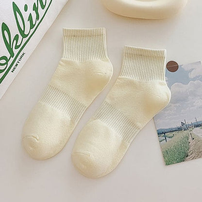 Set of 3 Pairs: Plain Ribbed Socks - 3 Pairs - Light Yellow