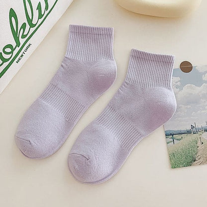 Set of 3 Pairs: Plain Ribbed Socks - 3 Pairs - Purple