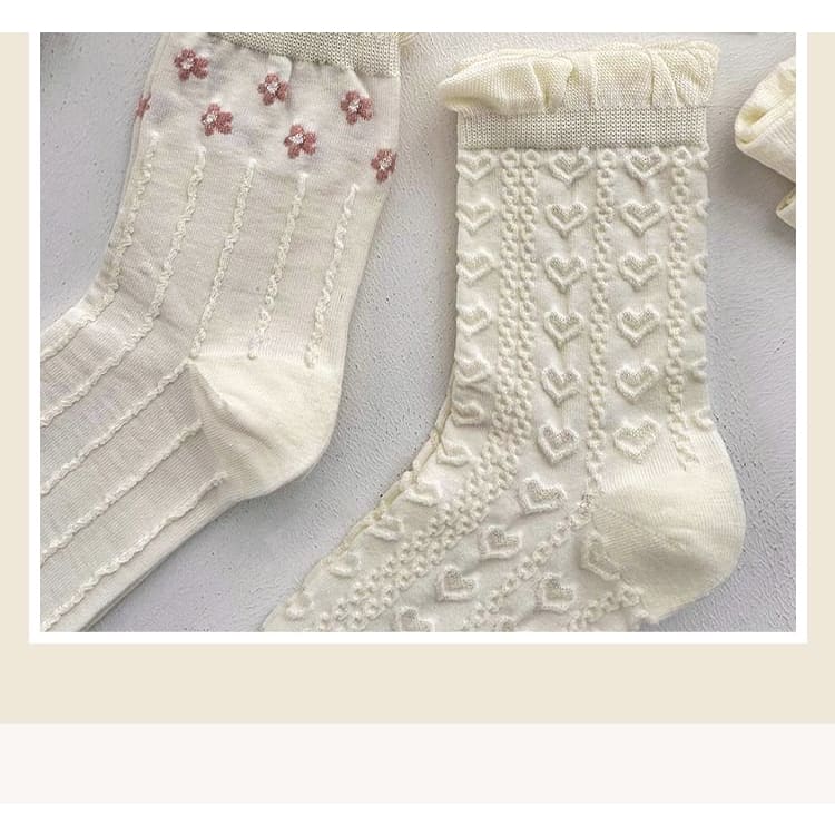 Set of 3 Pairs: Plain Ruffle Trim Socks