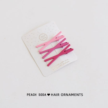 Set of 3: Plain Hair Clip - Set of 3 - Cross - Pink