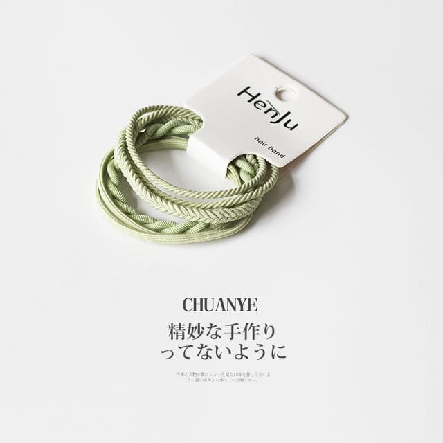 Set of 4: Hair Tie - 04 - Green / One Size