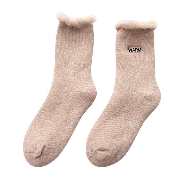 Set Of 4 Pairs: Fluffy Trim Socks