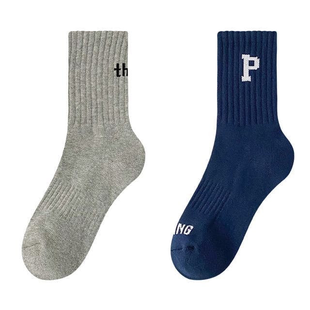 Set of 4 Pairs: Lettering Ribbed Socks - Type B - Set of 2