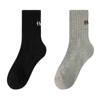 Set of 4 Pairs: Lettering Ribbed Socks - Type D - Set of 2