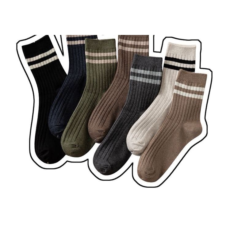 Set of 4: Striped Ribbed Socks