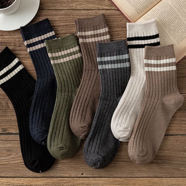 Set of 4: Striped Ribbed Socks