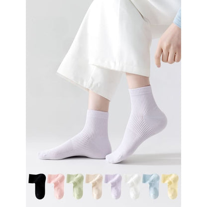 Set of 5 Pairs: Plain Ribbed Short Socks