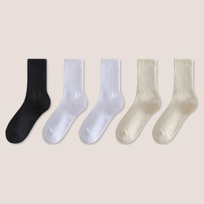 Set of 5: Plain Ribbed Socks - Set Of 5 Pairs - 1 Pair