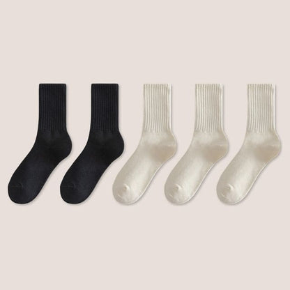 Set of 5: Plain Ribbed Socks - Set Of 5 Pairs - 2 Pairs