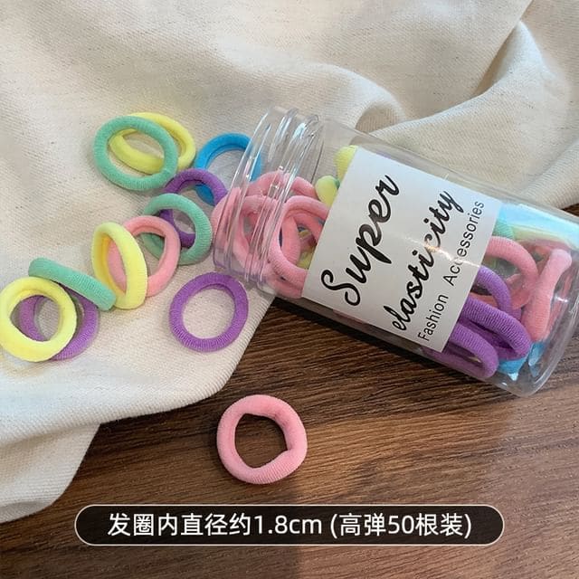 Set of 50: Hair Tie - Set of 50 - Green & Yellow & Pink