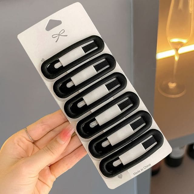 Set of 6: Hair Clip - Set - Black / One Size