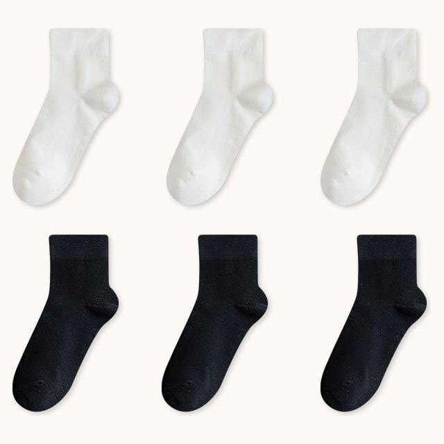 Set Of 6 Pairs: Plain Socks - Set Of 6 Pairs - 3 Pairs & 3