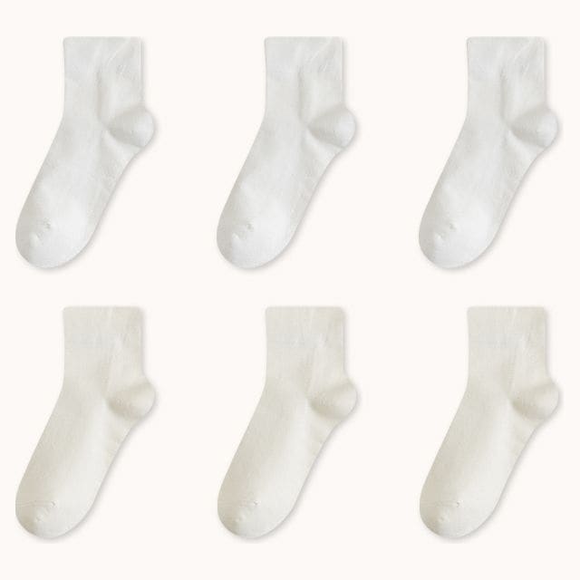 Set Of 6 Pairs: Plain Socks - Set Of 6 Pairs - 3 Pairs & 3