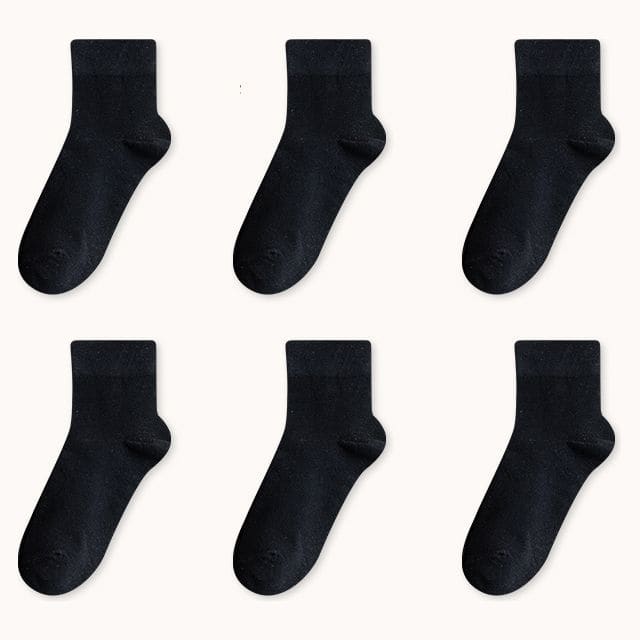 Set Of 6 Pairs: Plain Socks - Set Of 6 Pairs - Black