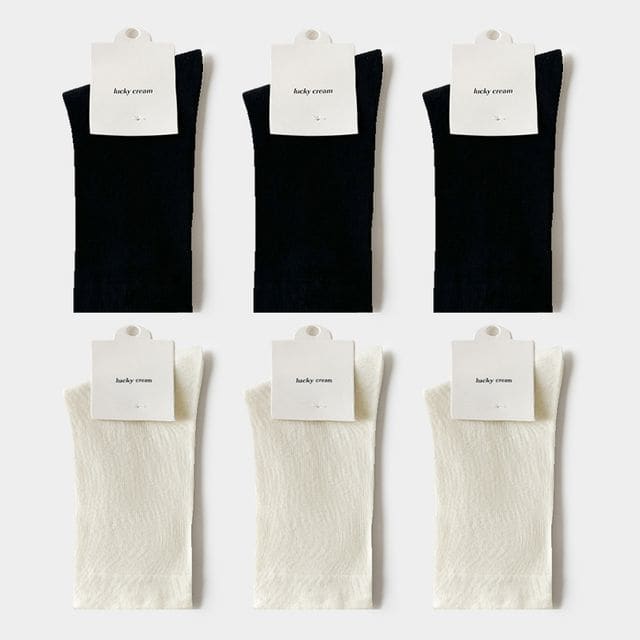 Set of 6: Plain Socks - Set of 6 Pair - 3 Pair - Black & 3