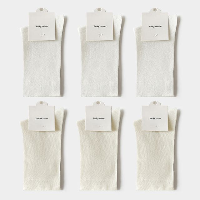 Set of 6: Plain Socks - Set of 6 Pair - 3 Pair - White & 3