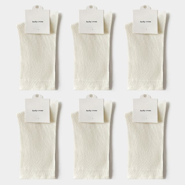 Set of 6: Plain Socks - Set of 6 Pair - Milky White