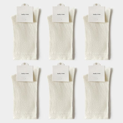 Set of 6: Plain Socks - Set of 6 Pair - Milky White