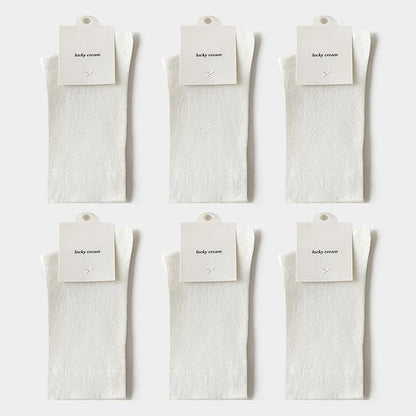 Set of 6: Plain Socks - Set of 6 Pair - White / One Size