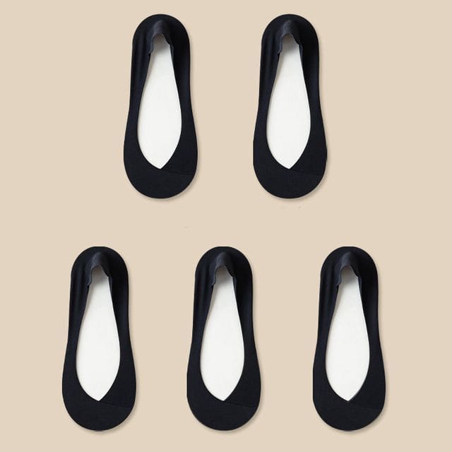 Set of 7: Plain No-Show Socks - Set of 7 Pair - Black