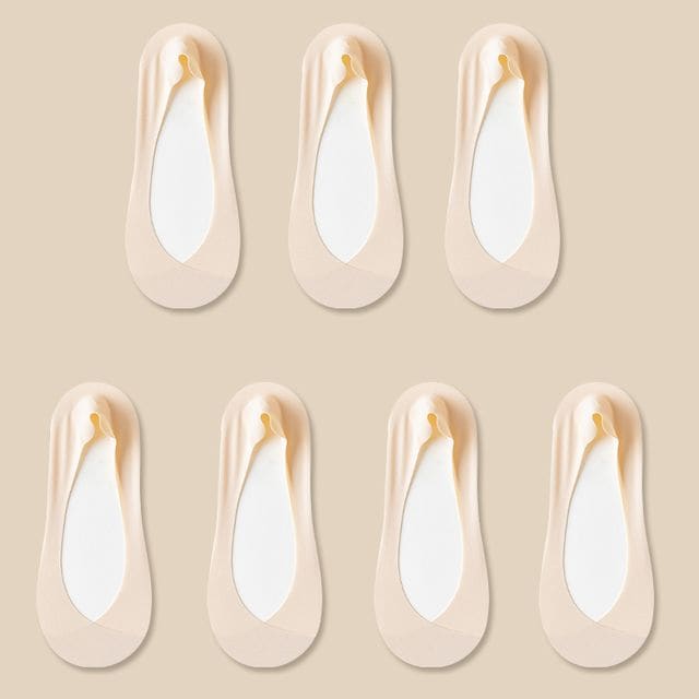 Set of 7: Plain No-Show Socks - Set of 7 Pair - Nude