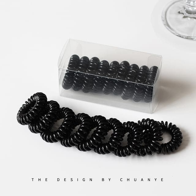 Set of 9: Coil Hair Tie - Set of 9 - 01 - Black / One Size