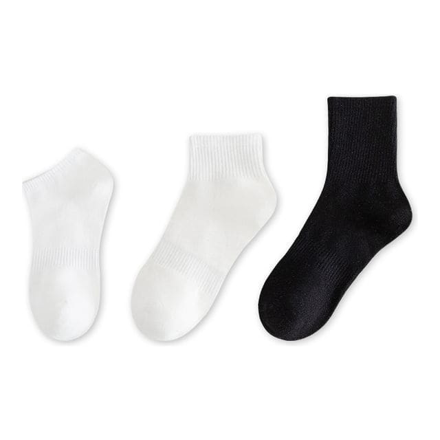 Set of 9 Pairs: Plain Ribbed Socks - 05 - Set of 9 Pairs