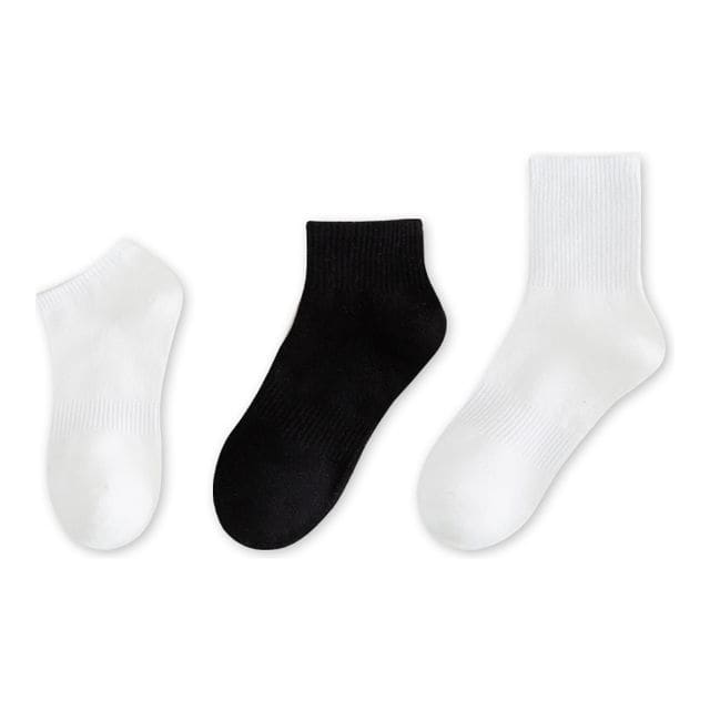 Set of 9 Pairs: Plain Ribbed Socks - 06 - Set of 9 Pairs