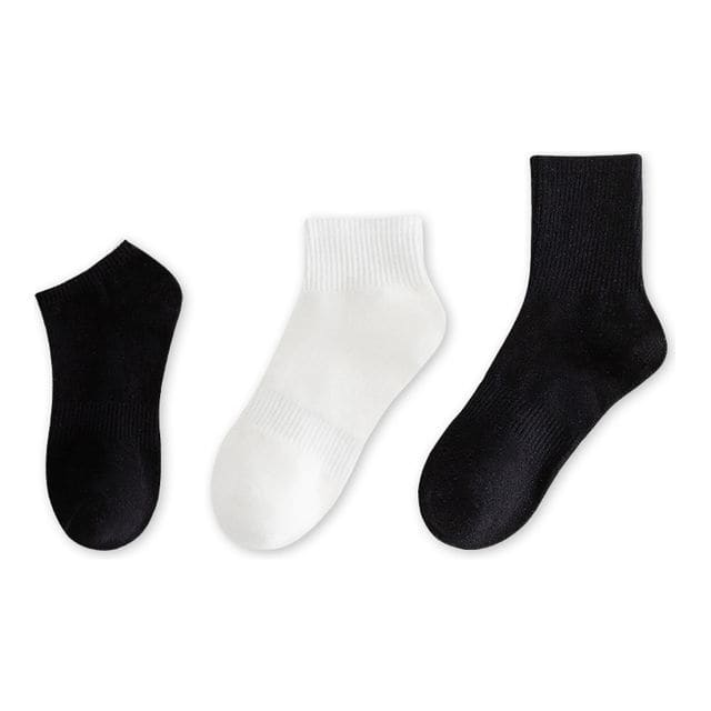 Set of 9 Pairs: Plain Ribbed Socks - 07 - Set of 9 Pairs