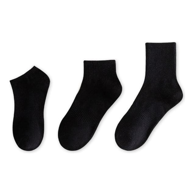 Set of 9 Pairs: Plain Ribbed Socks - 08 - Set of 9 Pairs