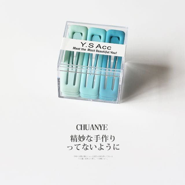 Set of 9: Plain Alloy Hair Clip - 04 - Set Of 9 - Aqua Blue