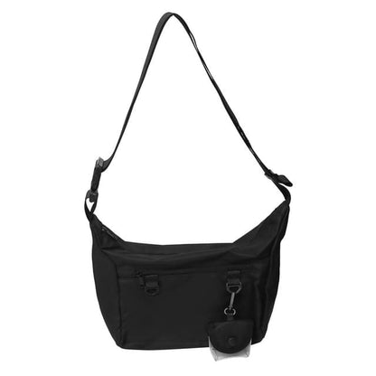 Set: Plain Crossbody Bag + Coin Purse - Black / One Size