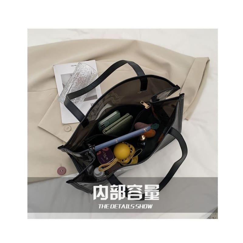 Set: PVC Lettering Tote Bag + Pouch