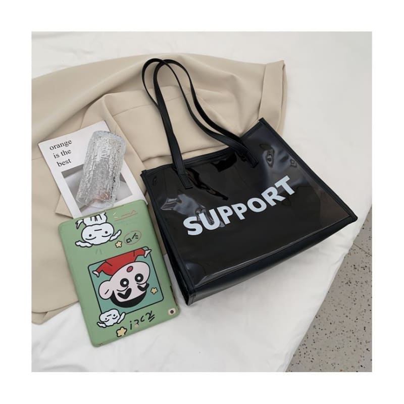 Set: PVC Lettering Tote Bag + Pouch