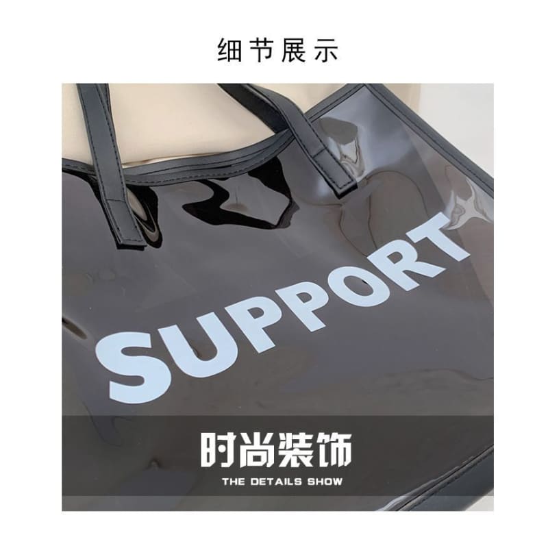 Set: PVC Lettering Tote Bag + Pouch