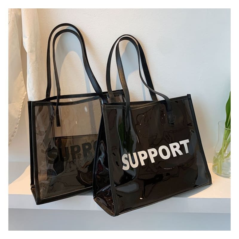 Set: PVC Lettering Tote Bag + Pouch