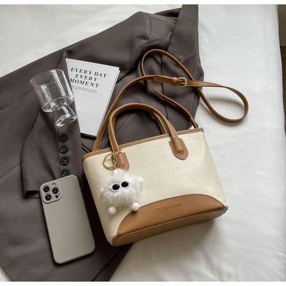 Set: Top Handle Faux Leather Crossbody Bag + Bag Charm